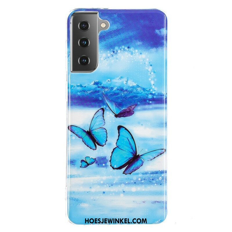 Hoesje voor Samsung Galaxy S21 5G Fluorescerende Vlinders Serie