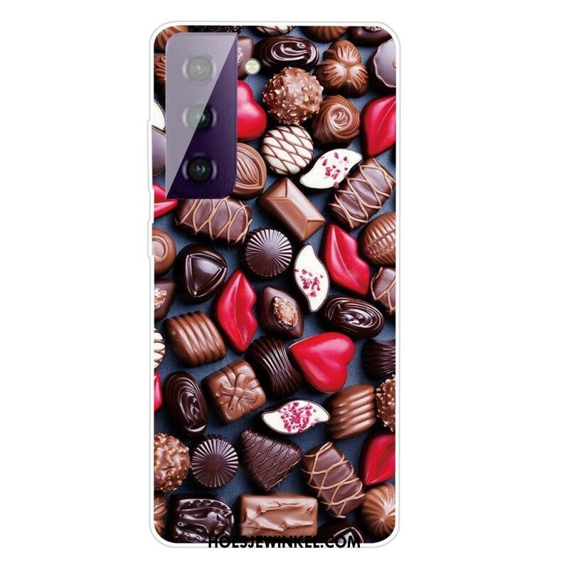 Hoesje voor Samsung Galaxy S21 FE Flexibele Chocolade