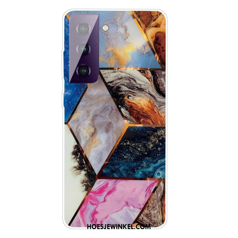 Hoesje voor Samsung Galaxy S21 FE Variabel Geometrisch Marmer