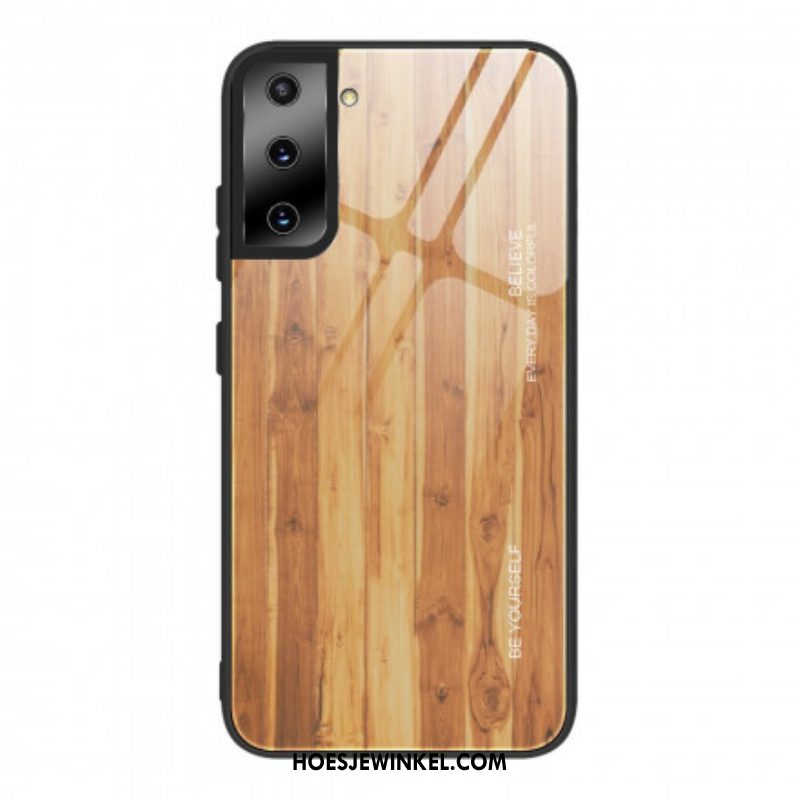 Hoesje voor Samsung Galaxy S21 Plus 5G Houtdesign Gehard Glas