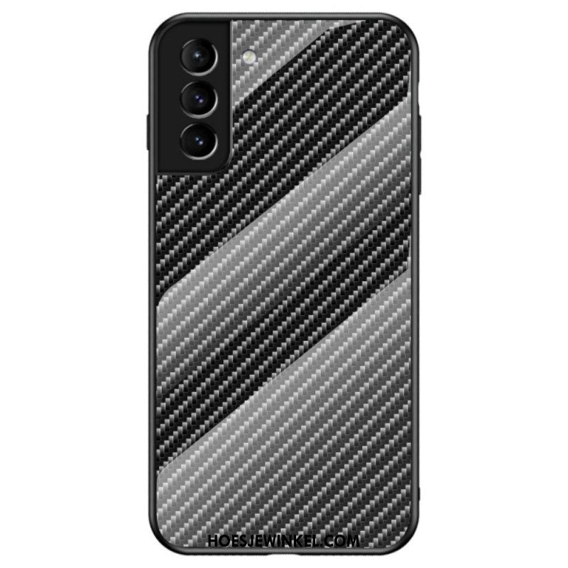 Hoesje voor Samsung Galaxy S22 5G Koolstofvezel Gehard Glas