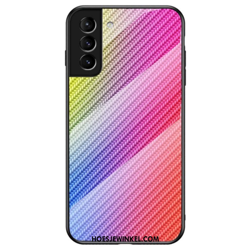 Hoesje voor Samsung Galaxy S22 5G Koolstofvezel Gehard Glas