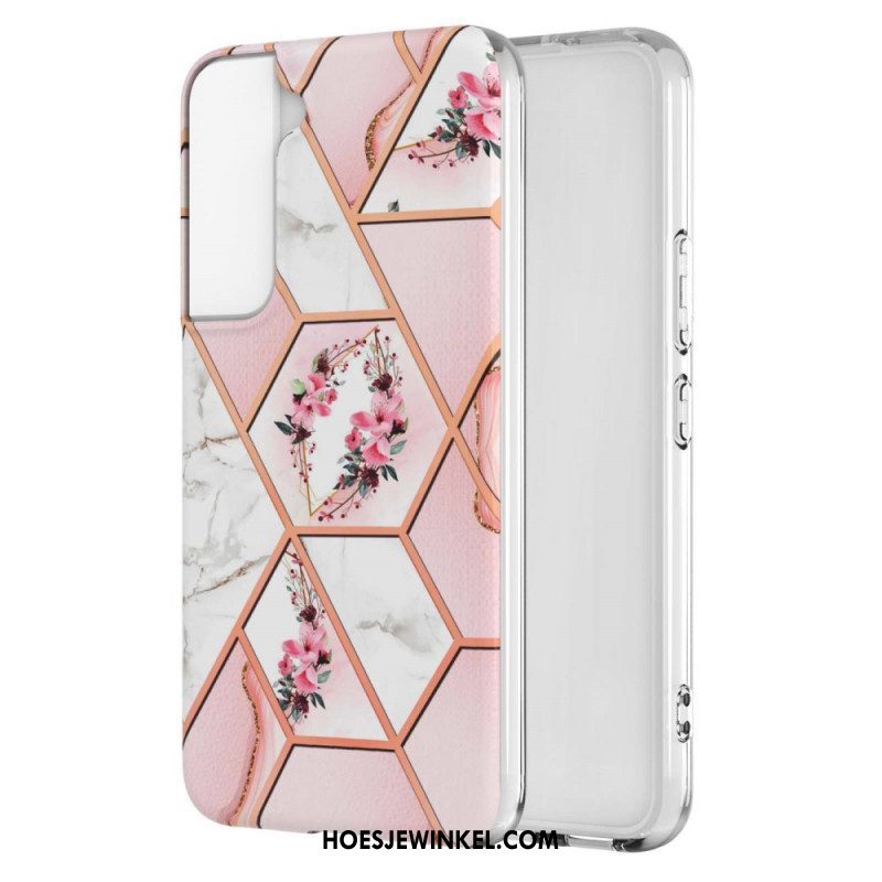 Hoesje voor Samsung Galaxy S22 Plus 5G Gemarmerde Bloemen