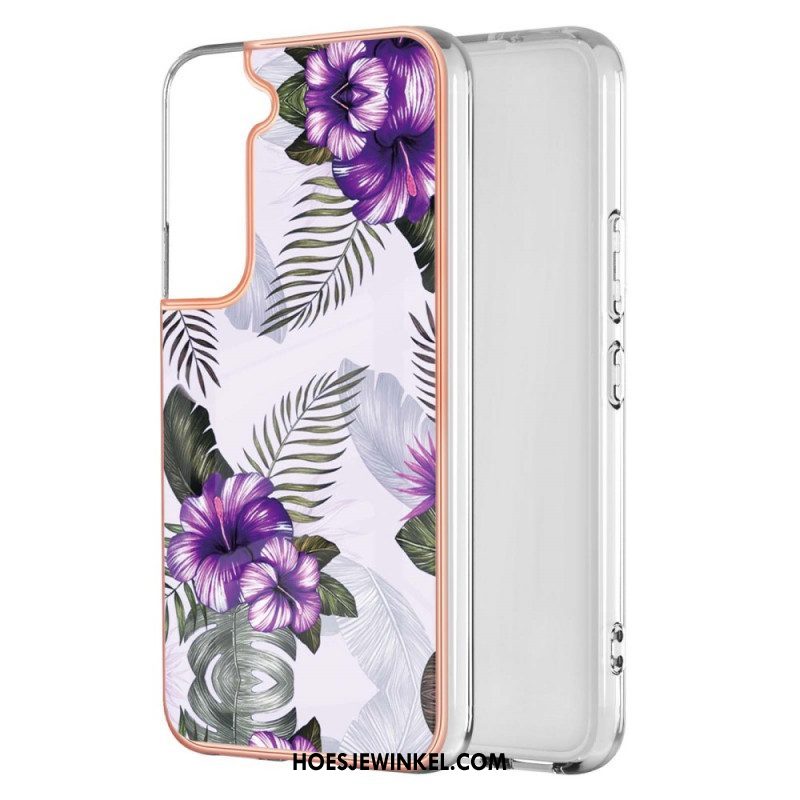 Hoesje voor Samsung Galaxy S22 Plus 5G Gemarmerde Bloemen