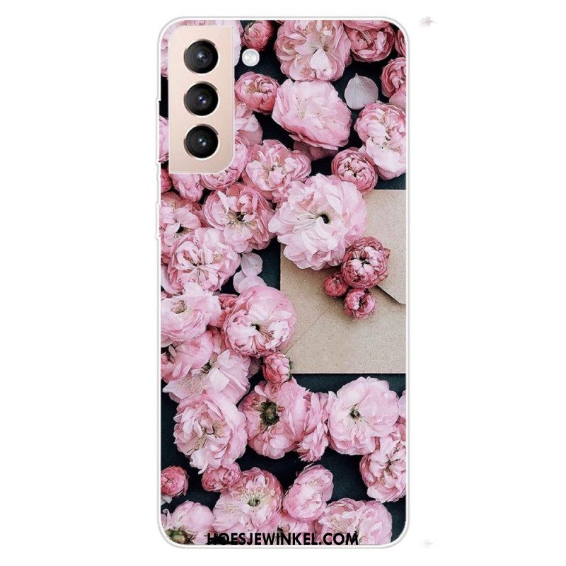 Hoesje voor Samsung Galaxy S22 Plus 5G Roze Bloemen