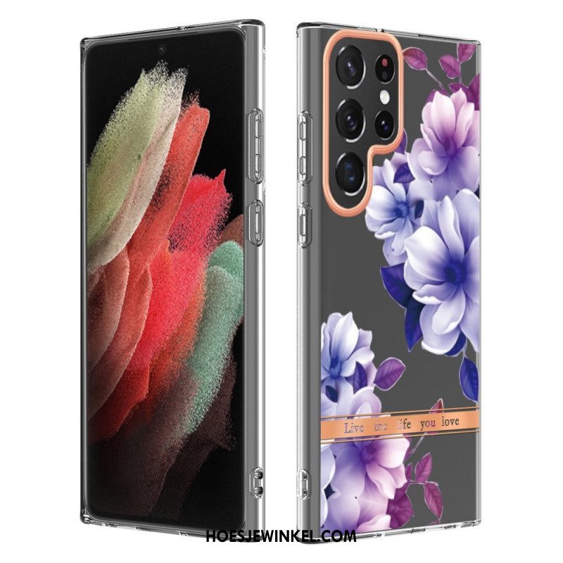 Hoesje voor Samsung Galaxy S22 Ultra 5G Bloemen Leven Het Leven Waar Je Van Houdt