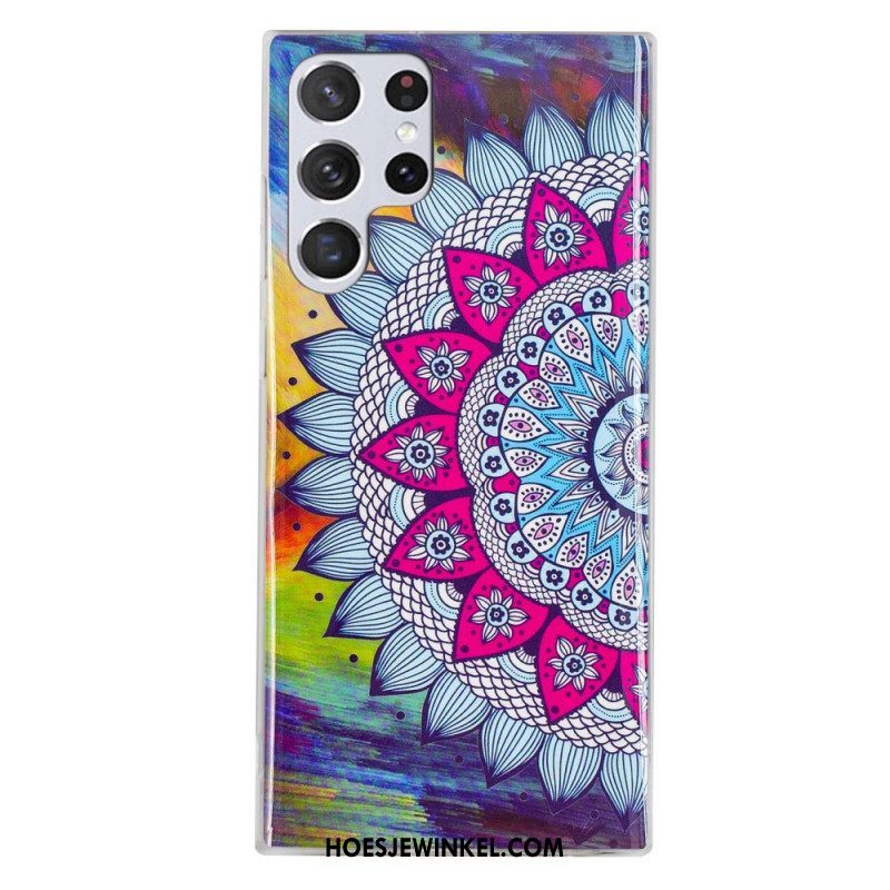 Hoesje voor Samsung Galaxy S22 Ultra 5G Fluorescerende Bloemenserie