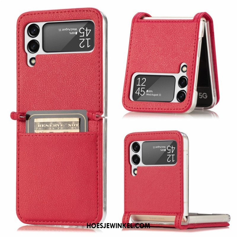 Hoesje voor Samsung Galaxy Z Flip 3 5G Folio-hoesje Textuur Lederen Kaarthouder