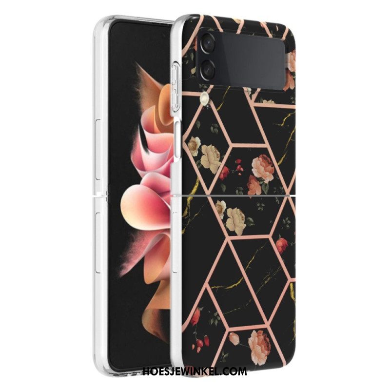 Hoesje voor Samsung Galaxy Z Flip 4 Folio-hoesje Bloemen Marmer