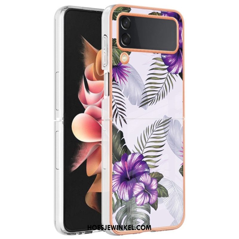 Hoesje voor Samsung Galaxy Z Flip 4 Folio-hoesje Bloemen Marmer