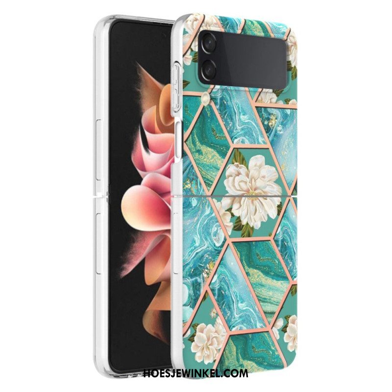 Hoesje voor Samsung Galaxy Z Flip 4 Folio-hoesje Bloemen Marmer