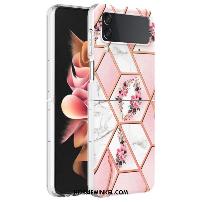 Hoesje voor Samsung Galaxy Z Flip 4 Folio-hoesje Bloemen Marmer