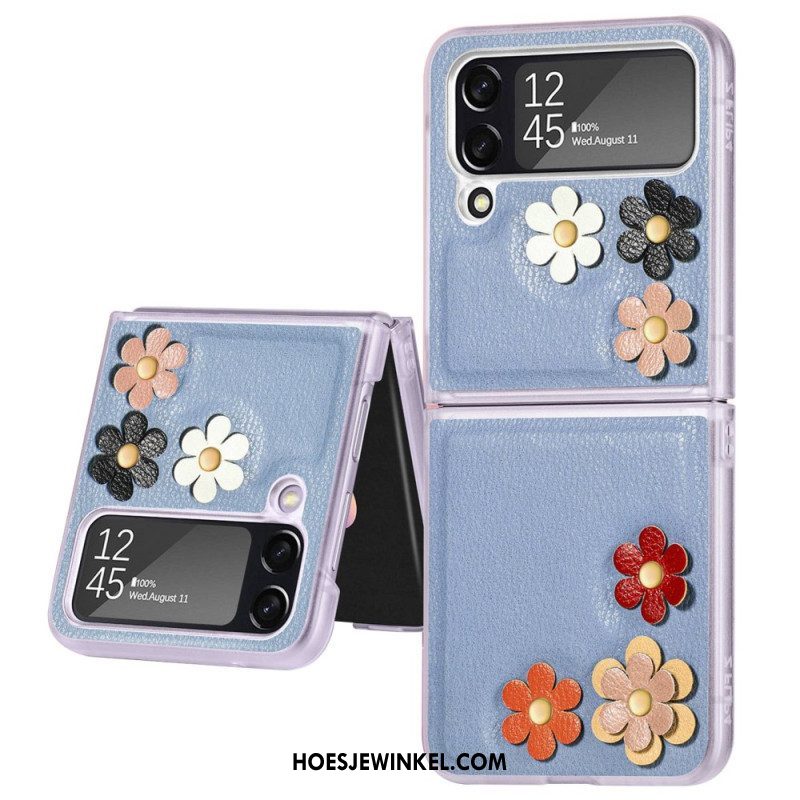 Hoesje voor Samsung Galaxy Z Flip 4 Folio-hoesje Bloemen Van Imitatieleer