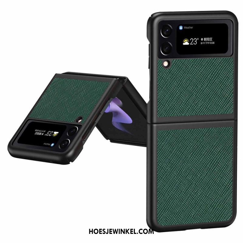 Hoesje voor Samsung Galaxy Z Flip 4 Folio-hoesje Getextureerde Lederen Stijl