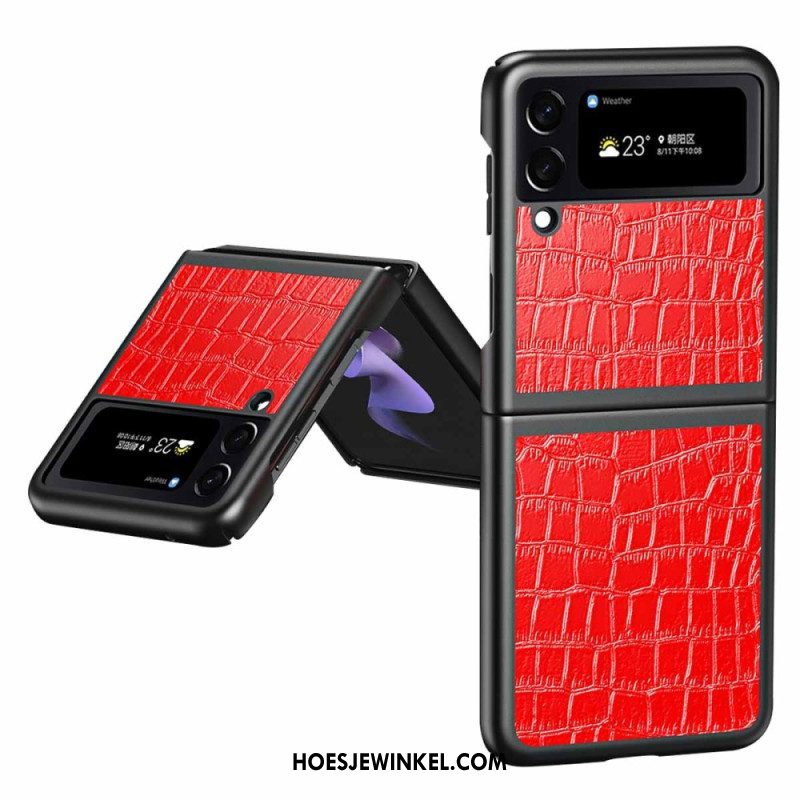 Hoesje voor Samsung Galaxy Z Flip 4 Folio-hoesje Krokodillenhuidstijl