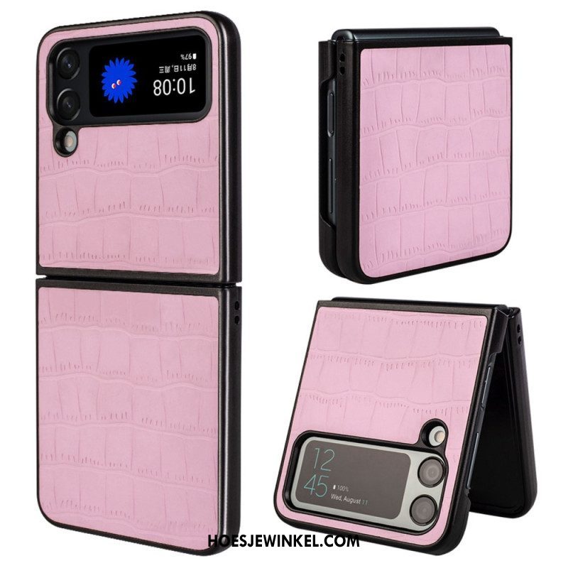 Hoesje voor Samsung Galaxy Z Flip 4 Folio-hoesje Krokodillenhuidstijl