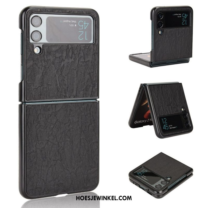 Hoesje voor Samsung Galaxy Z Flip 4 Folio-hoesje Leereffect Zachtheid