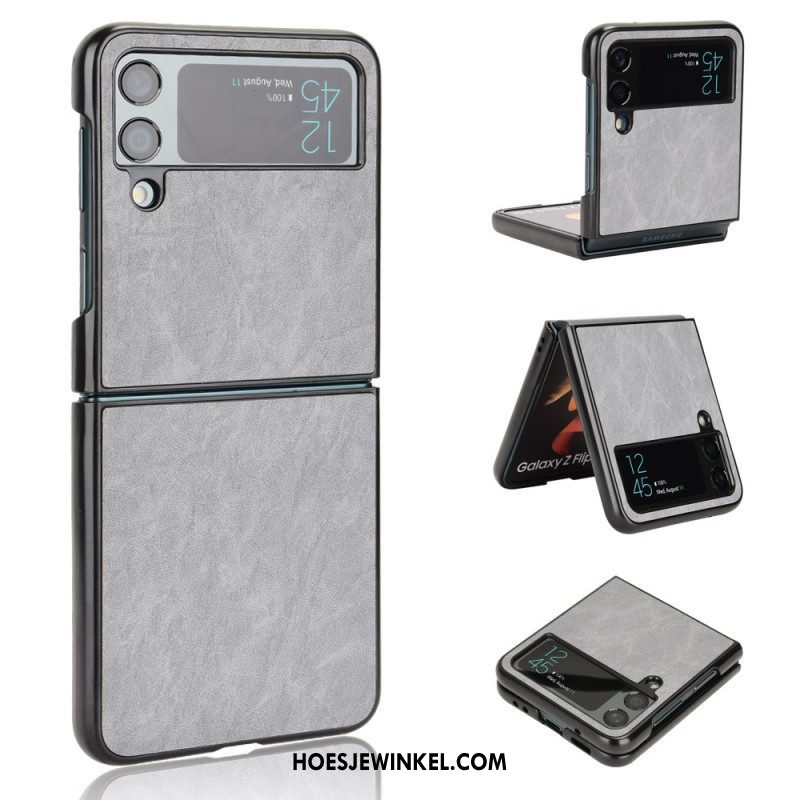 Hoesje voor Samsung Galaxy Z Flip 4 Folio-hoesje Leereffect Zachtheid