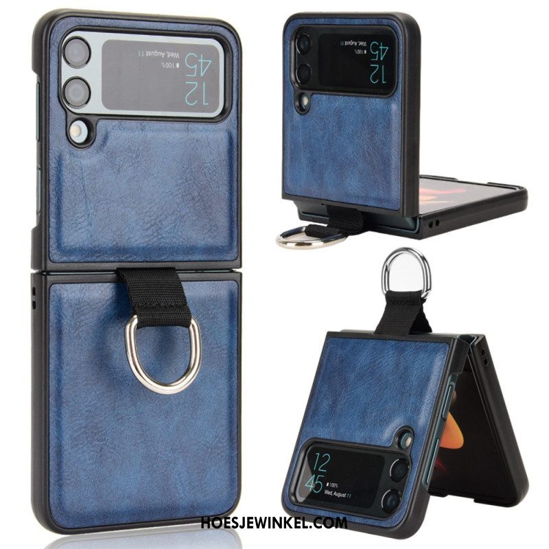 Hoesje voor Samsung Galaxy Z Flip 4 Folio-hoesje Leren Stijl Met Ring