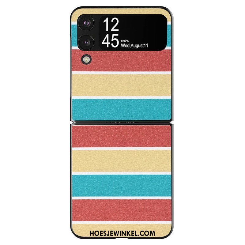 Hoesje voor Samsung Galaxy Z Flip 4 Folio-hoesje Lijnen Van Kunstleer