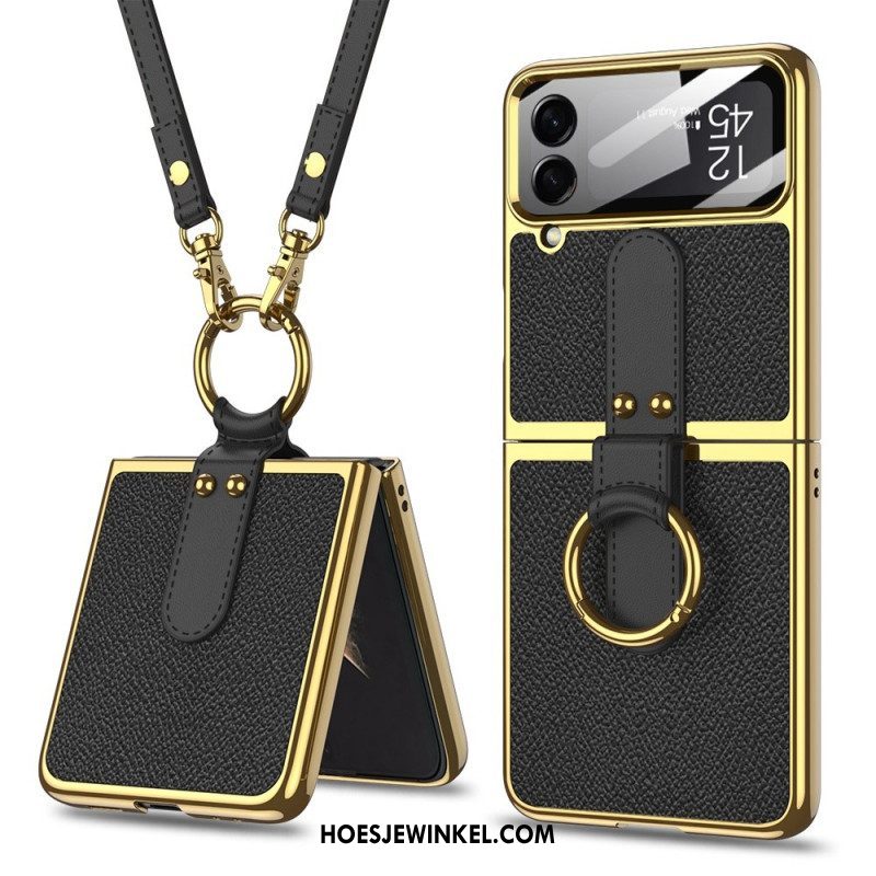 Hoesje voor Samsung Galaxy Z Flip 4 Folio-hoesje Met Gkk-schouderriem