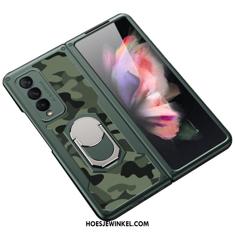 Hoesje voor Samsung Galaxy Z Fold 3 5G Camouflage Ring-steun Gkk