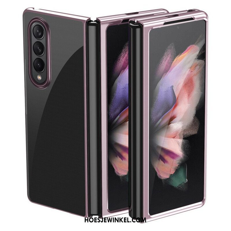 Hoesje voor Samsung Galaxy Z Fold 3 5G Randen In Transparante Metalen Stijl