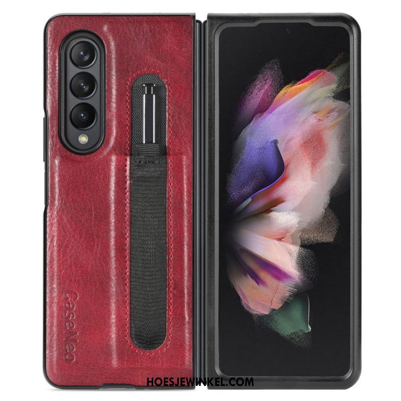 Hoesje voor Samsung Galaxy Z Fold 3 5G Stijl Lederen Stylus Houder Caseneo