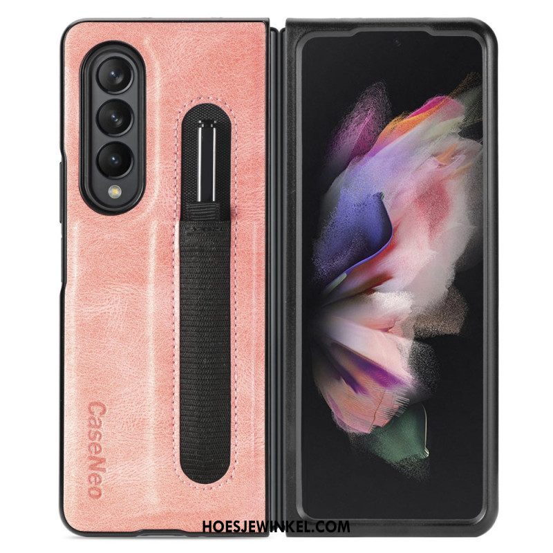 Hoesje voor Samsung Galaxy Z Fold 3 5G Stijl Lederen Stylus Houder Caseneo