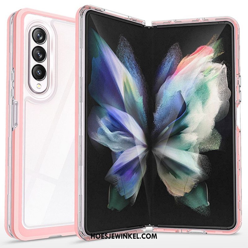 Hoesje voor Samsung Galaxy Z Fold 3 5G Transparante Hybride Gekleurde Randen