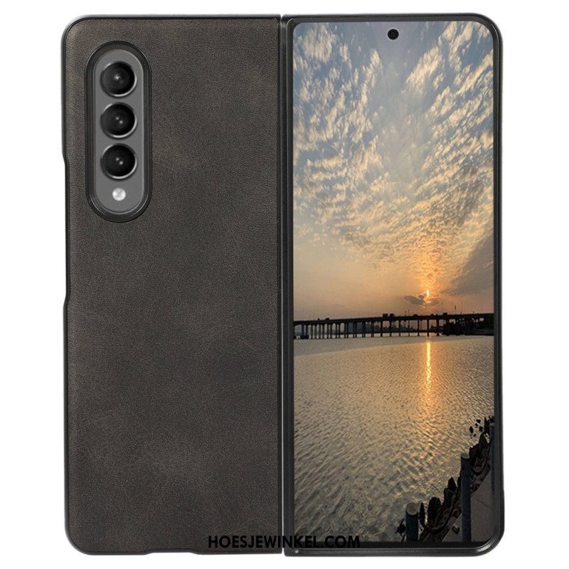 Hoesje voor Samsung Galaxy Z Fold 4 Gecoate Lederen Textuur