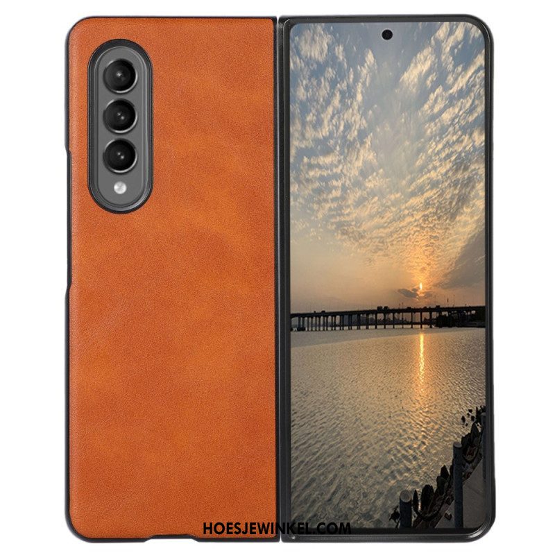 Hoesje voor Samsung Galaxy Z Fold 4 Klassieke Kunstleertextuur