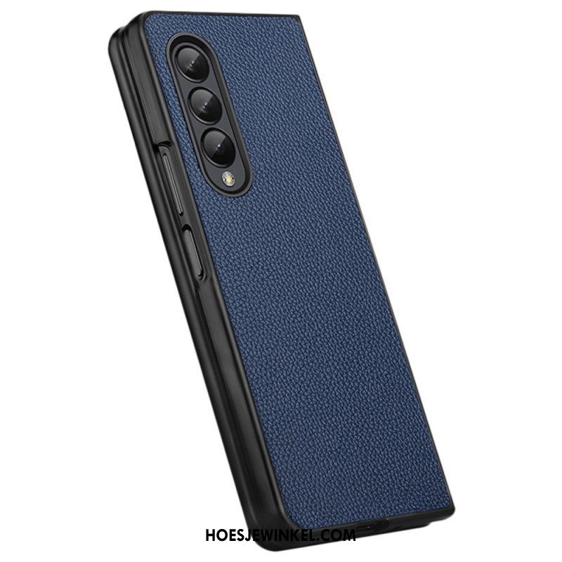 Hoesje voor Samsung Galaxy Z Fold 4 Litchi Echt Leer