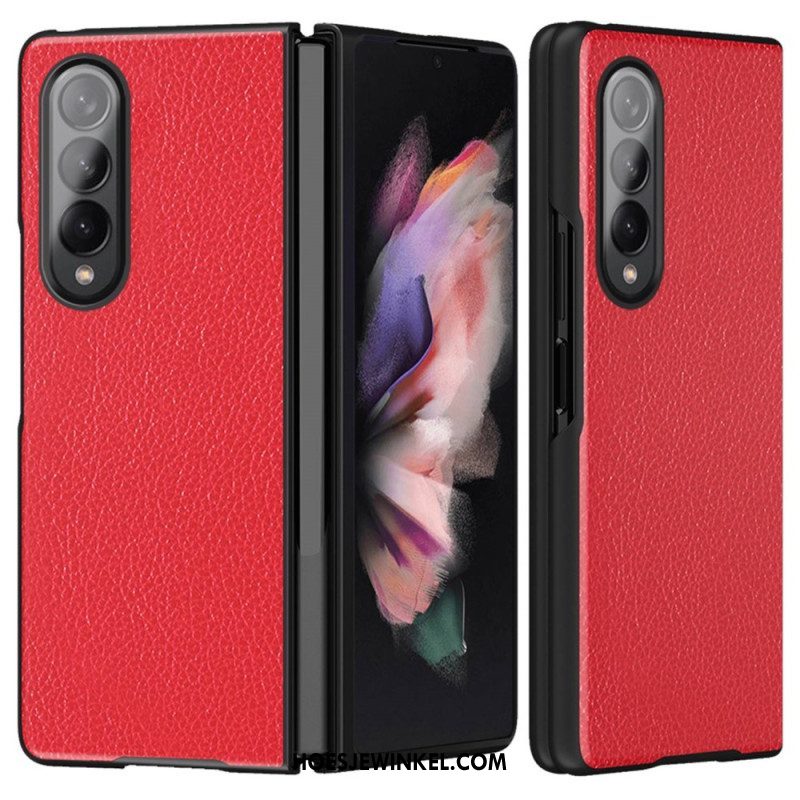 Hoesje voor Samsung Galaxy Z Fold 4 Lychee Gecoat Kunstleer