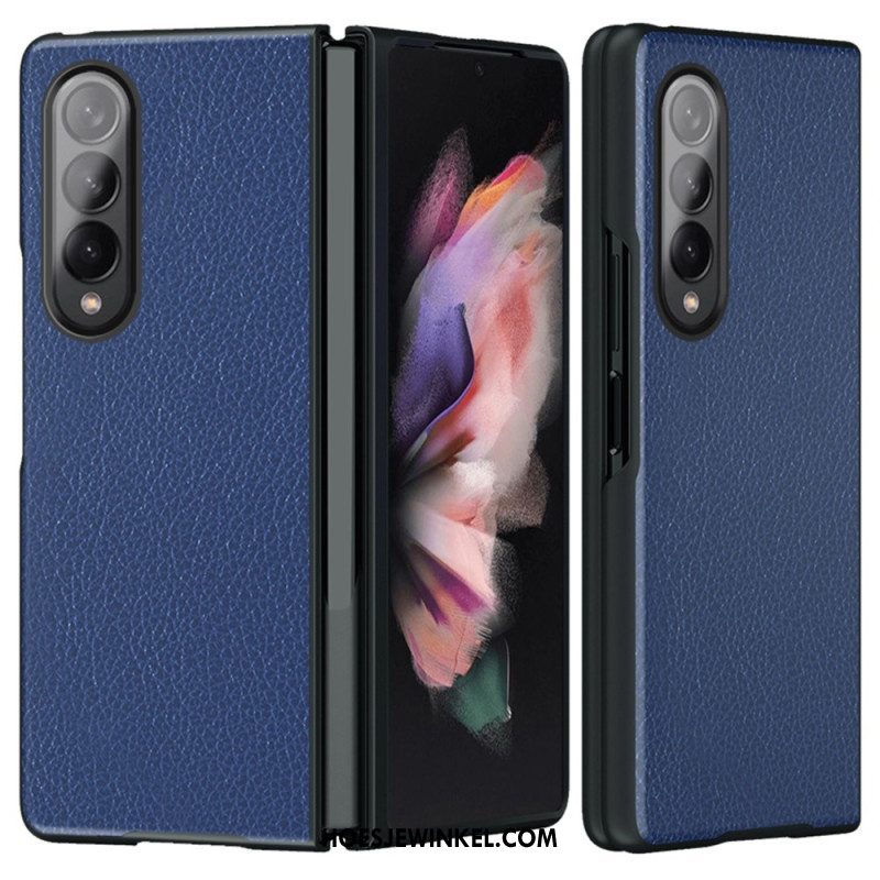 Hoesje voor Samsung Galaxy Z Fold 4 Lychee Gecoat Kunstleer