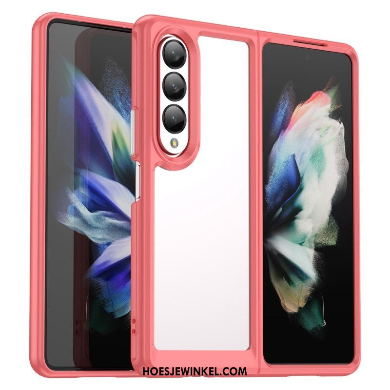 Hoesje voor Samsung Galaxy Z Fold 4 Transparant Gekleurde Randen