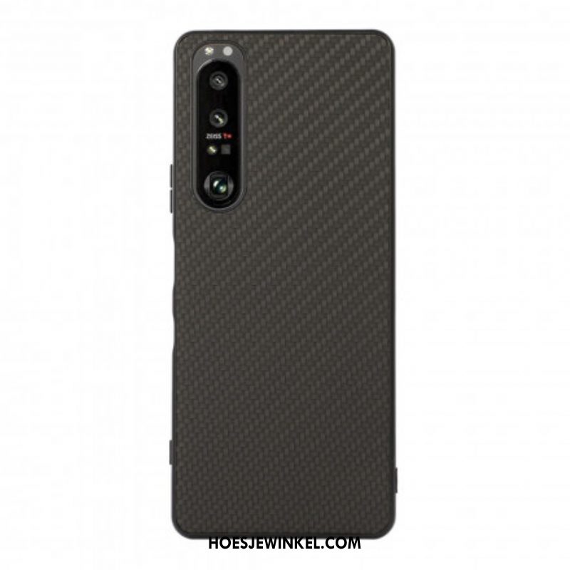 Hoesje voor Sony Xperia 1 III Koolstofvezeltextuur Met Leereffect