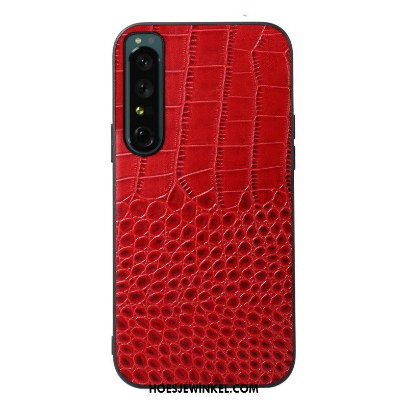 Hoesje voor Sony Xperia 1 IV Echt Leer Met Krokodiltextuur