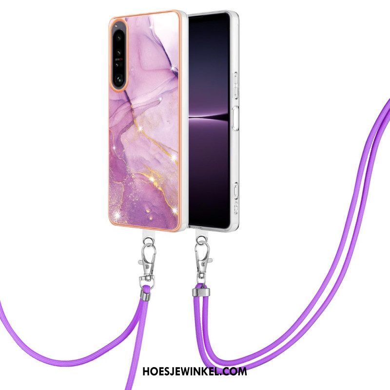 Hoesje voor Sony Xperia 1 IV Met Koord Met Marmeren Koord