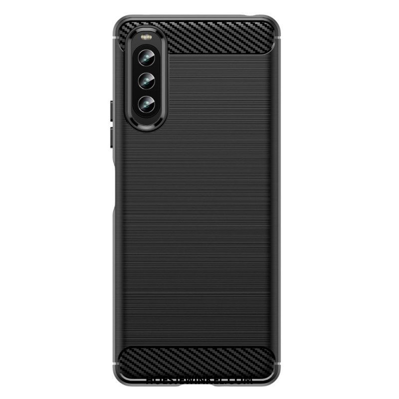 Hoesje voor Sony Xperia 10 IV Geborstelde Koolstofvezel