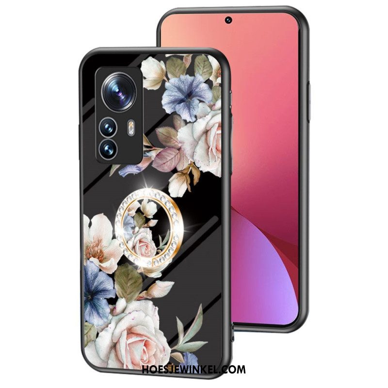 Hoesje voor Xiaomi 12 / 12X Gehard Glas Met Bloemenring