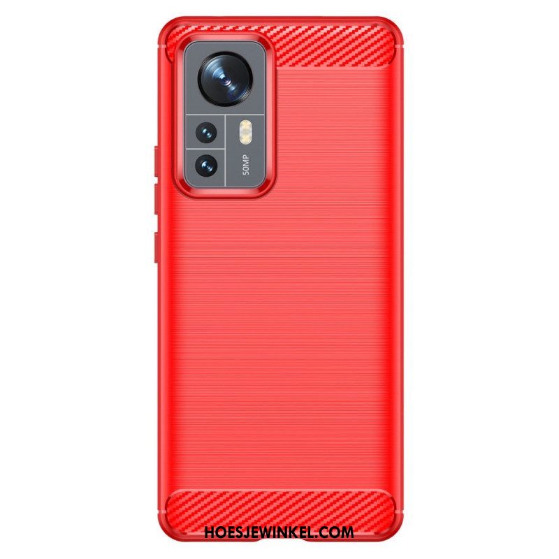 Hoesje voor Xiaomi 12 Pro Geborstelde Koolstofvezel