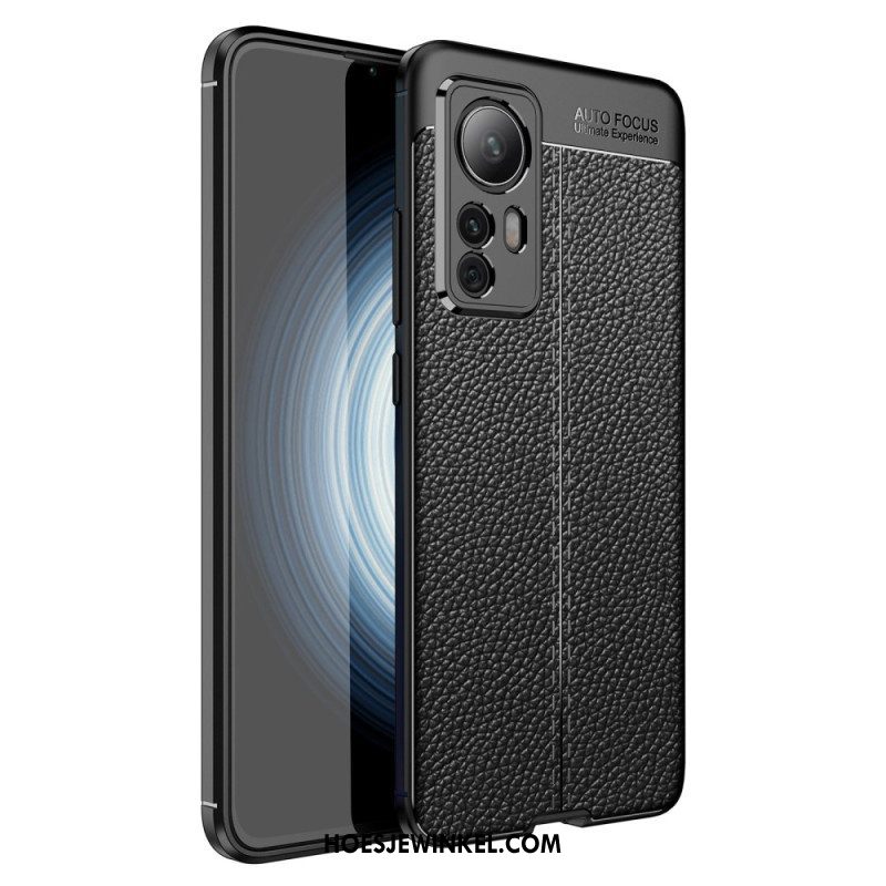 Hoesje voor Xiaomi 12T / 12T Pro Dubbellijnig Litchi-leereffect