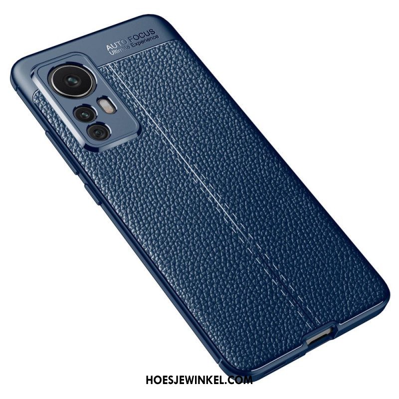 Hoesje voor Xiaomi 12T / 12T Pro Dubbellijnig Litchi-leereffect