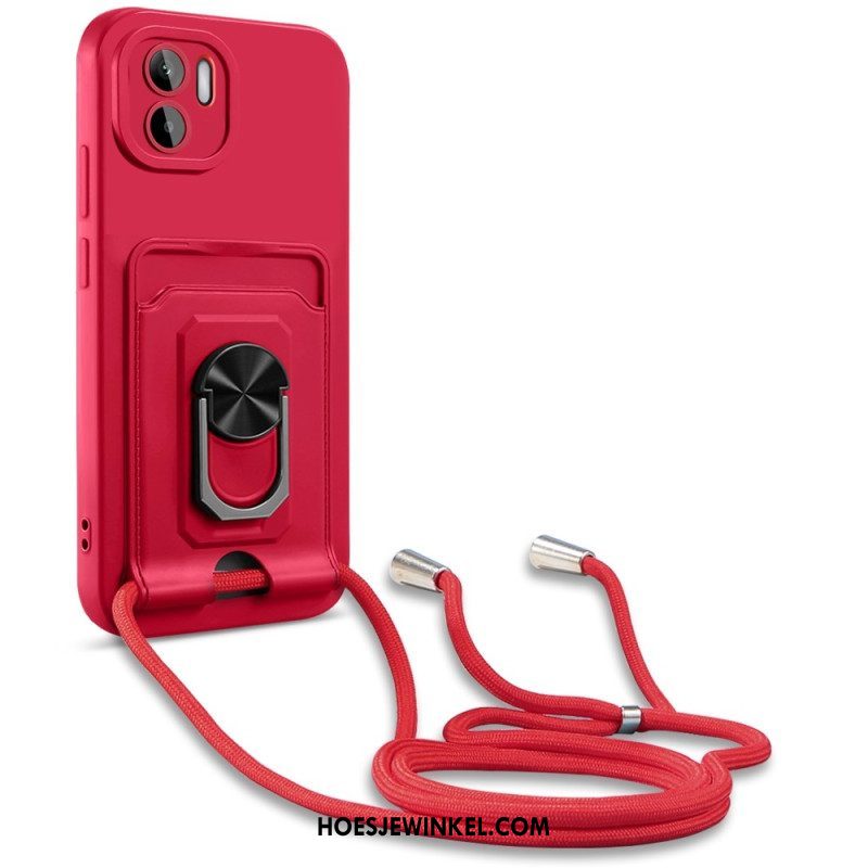 Hoesje voor Xiaomi Redmi A1 Met Koord Trekkoord Met Kaarthouder En Steunring