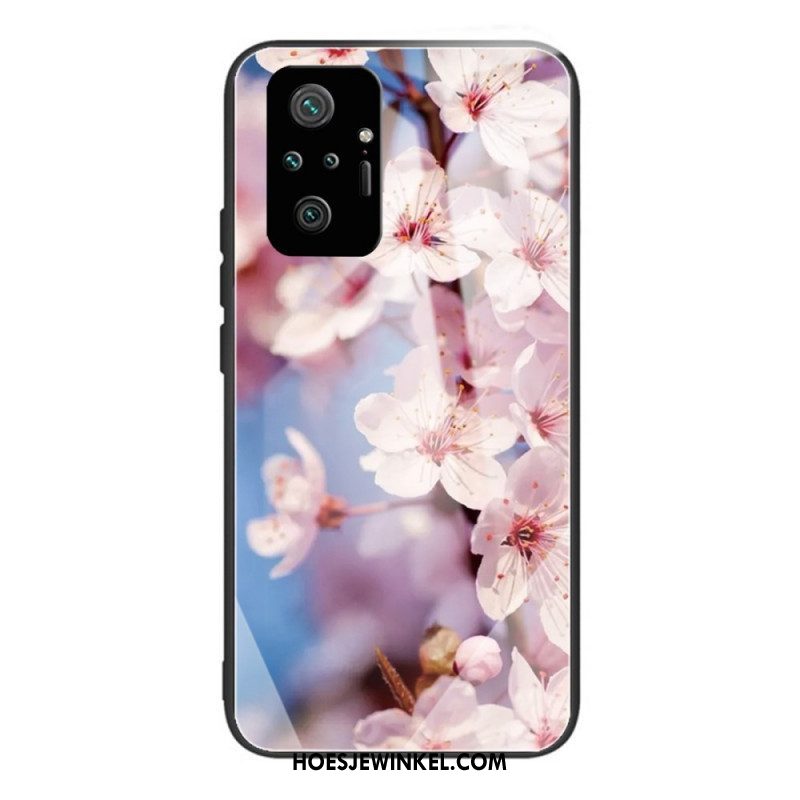 Hoesje voor Xiaomi Redmi Note 10 Pro Gehard Glas Realistische Bloemen