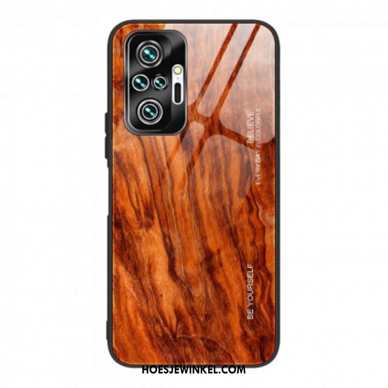 Hoesje voor Xiaomi Redmi Note 10 Pro Houtdesign Gehard Glas