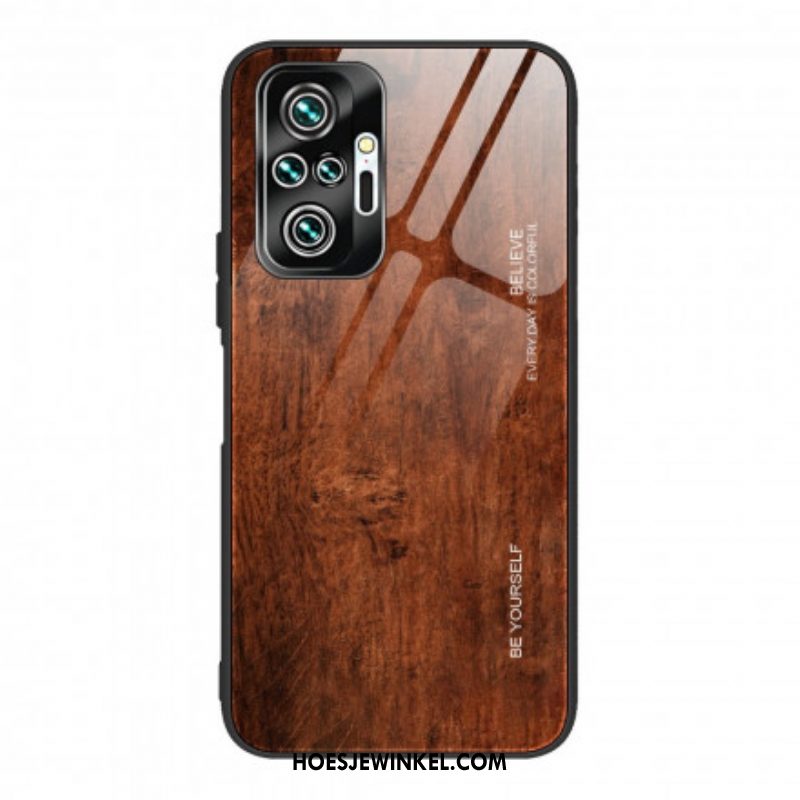 Hoesje voor Xiaomi Redmi Note 10 Pro Houtdesign Gehard Glas