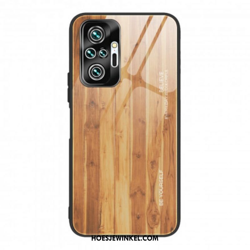 Hoesje voor Xiaomi Redmi Note 10 Pro Houtdesign Gehard Glas