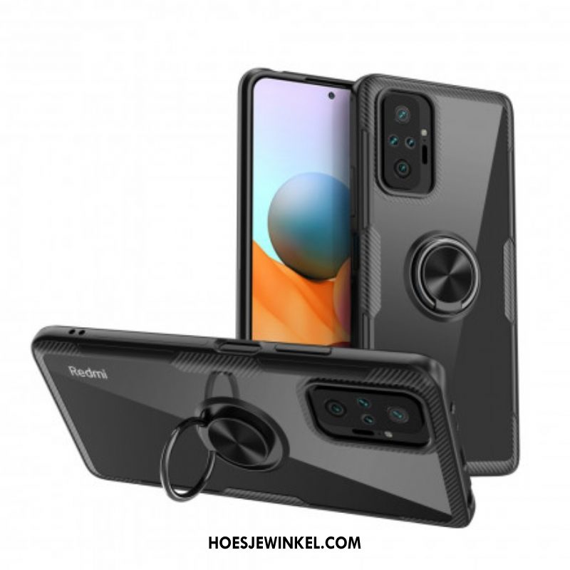 Hoesje voor Xiaomi Redmi Note 10 Pro Koolstofvezel Metalen Ring